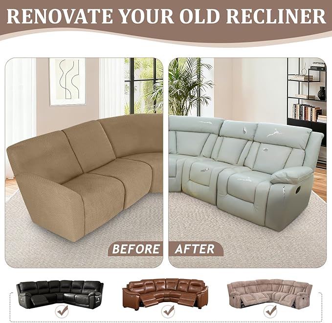 ALIECOM 100% Waterproof Recliner Sectional Couch Covers L Shape Stretch Corner - Image 7