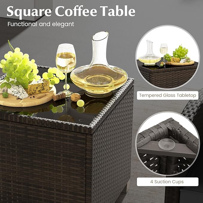Tangkula 5 Pieces Patio Conversation Set, PE Wicker Rattan Outdoor Furniture Set - Image 6