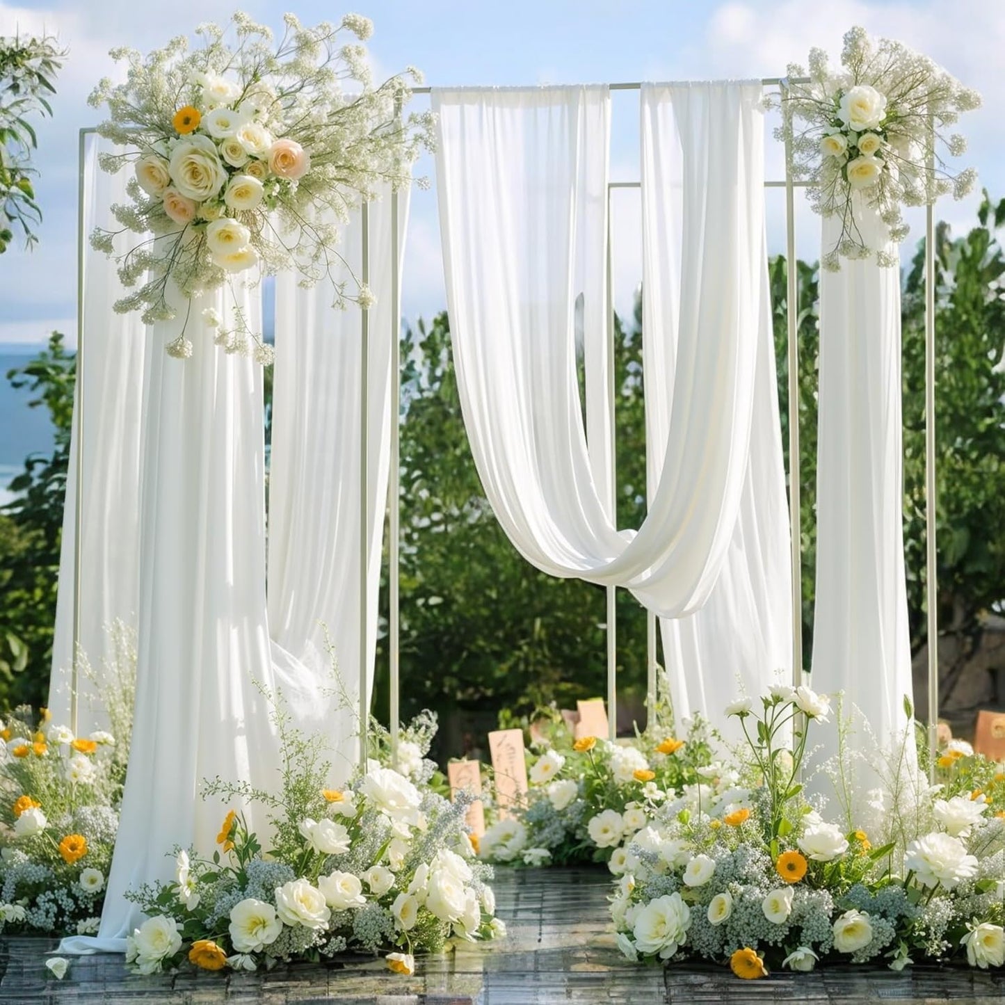 MDS Halloween Chiffon Draping Fabric - 2 Panel, 30" Wide x 30ft Long - Sheer Spooky Arbor & Canopy Drapery for Haunted House Backdrops, Party Ceilings, DIY Costumes & Themed Events - White