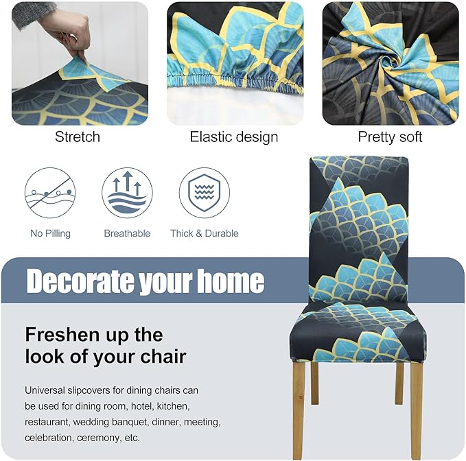 BIETYONE Stretch Dining Chair Covers Set of 4, Soft Removable Washable Kitchen - Image 3