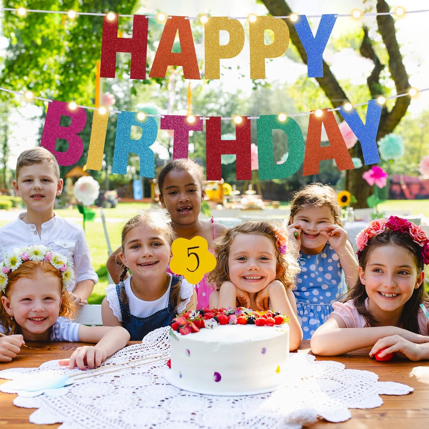 TaoBary 112 Pcs DIY Letter Custom Banner Glitter Customizable Banner Kit Including 107 Letters and Numbers 3 Rope for Valentine Birthday Party(Rainbow)