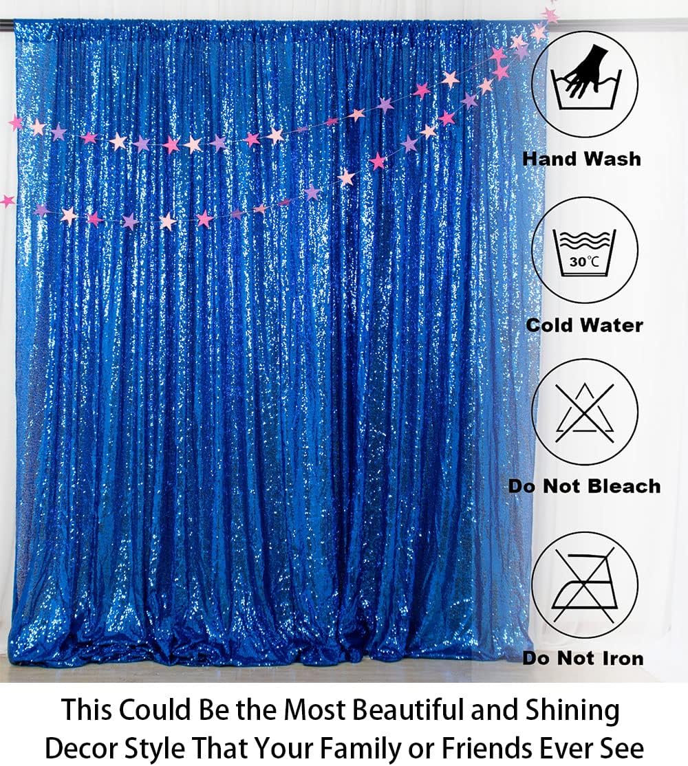 ShinyBeauty Royal Blue Sequin Backdrop 10FTx10FT Photo Backdrop for Wedding Sparkle Backdrop for Photograph Glitter Backdrop for Baby Shower Party Shimmer Fabric Background