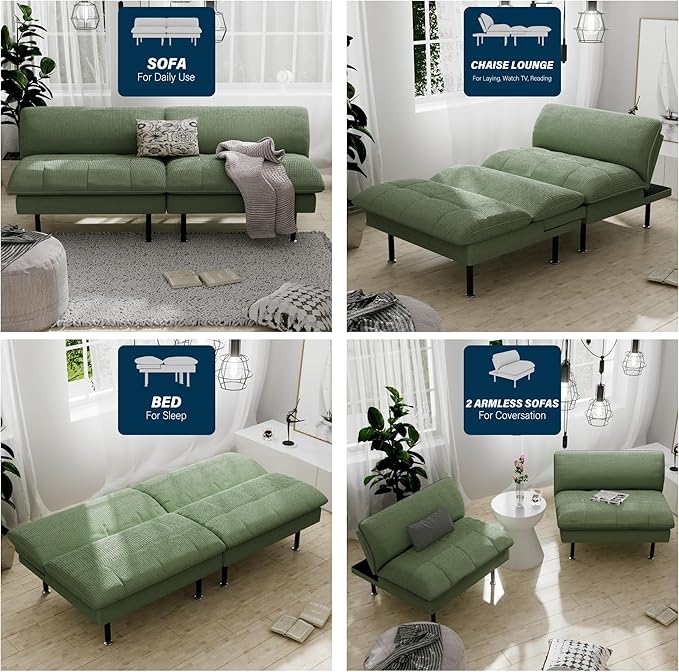 Ribilake 70" Futon Sofa Bed, 4 in 1 Multi-Function Couch Sleeper - Image 5