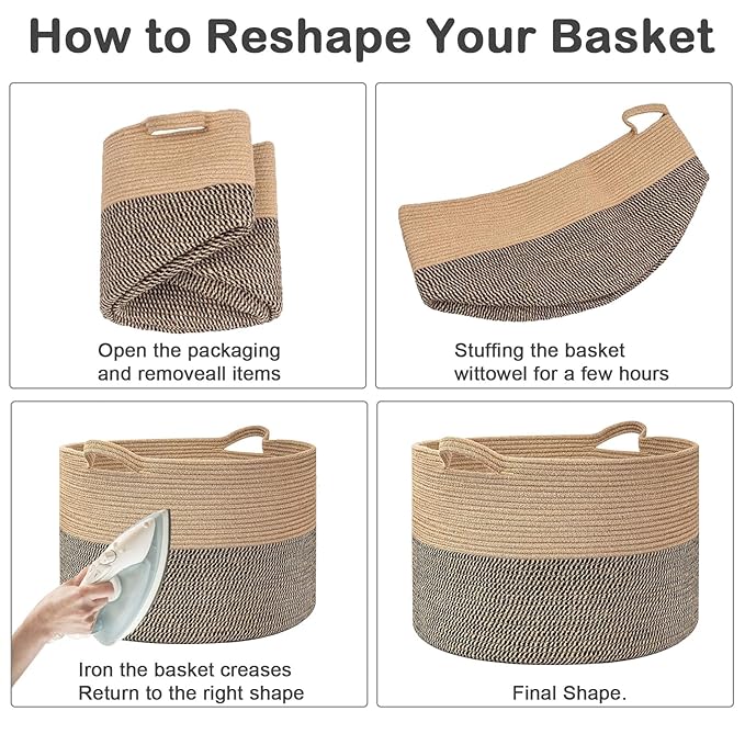 115L Extra Large Woven Cotton Rope Blanket Basket - Image 8