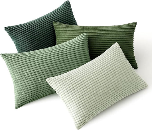 MIULEE Boho Farmhouse Sage Green Throw Pillow Covers 12x20 Inch Set of 4 by MIULEE