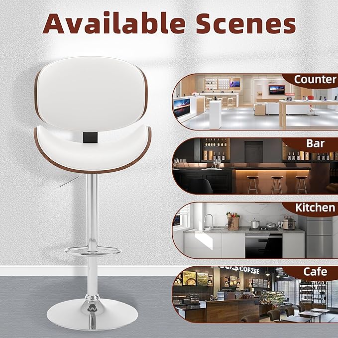 civama Bar Stools Set of 6 for Kitchen Counter, Adjustable Bar Height Chairs - Image 8