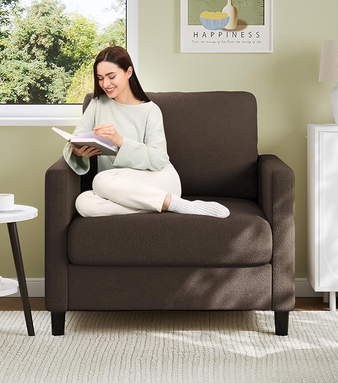Welzona Sofa Accent Chair, Tool-Free Setup Living Room Accent Chairs, Comfy Arm by WelzonaDirect