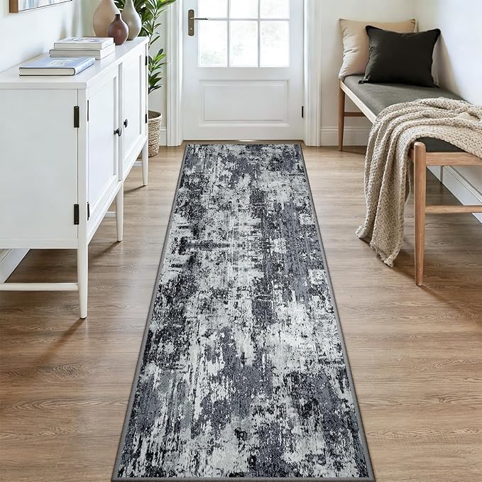 RELEANY Washable Area Rugs 3x9 Non-Slip Modern Abstract Soft - Image 2