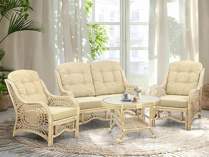 Malibu Lounge Living Accent Armchair Natural Rattan Wicker Handmade Design - Image 7