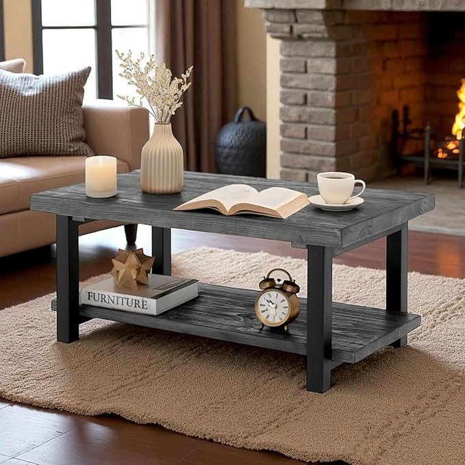 Pomona 42-Inch Rectangular Solid Wood Coffee Table by AlaterreFurniture