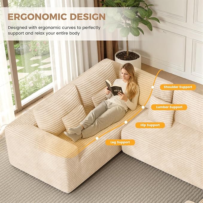 Luxanimarion 136'' Large Sectional Cloud Couches - Image 6