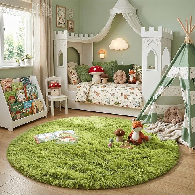 Amdrebio Grass Green Round Area Rug 7Ft - Image 3