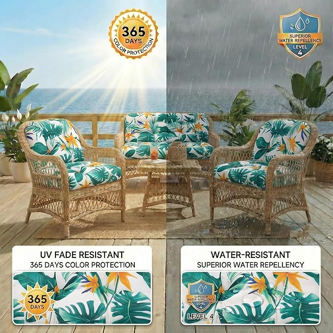 1 MIDDLE ONE Wicker Chair Cushions 3 Pieces Set - Image 4