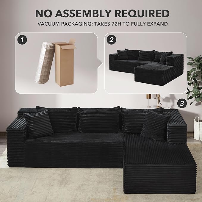 Modular Sectional Sofa Cloud Sectional Couch, Deep Seat Memory Foam Plush - Image 6
