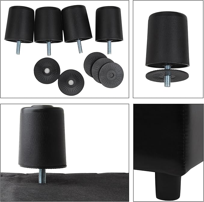 H&B Luxuries Tufted Leather Square Flip Top Storage Ottoman Cube Foot Rest - Image 7