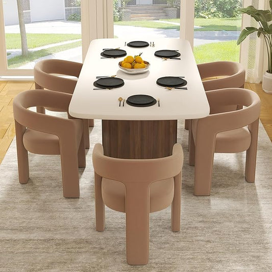 RIVOVA Modern Barrel Dining Chairs Set of 5, Velvet Upholstered Accent Side by RIVOVA