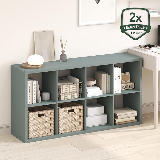 Furinno Cubicle Book Shelf, 8-Cube Bookshelf, Extra Thick Frame Horizontally & - Image 2
