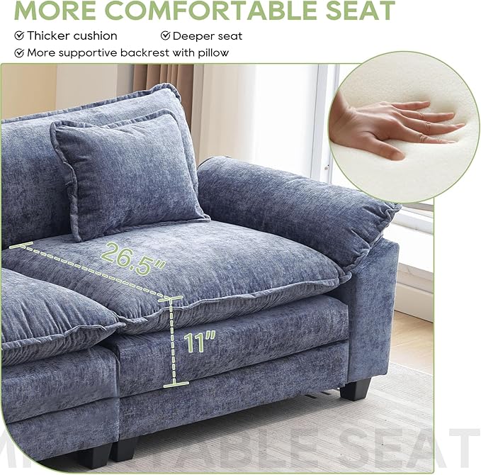 Oprisen 120" Modular Sectional Sofa, Comfy Cloud Couch Sectional Sofa - Image 4