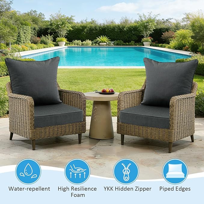 Sunbrella Outdoor Deep Seat & Back Cushion Set, 24 x 24 Inch Water Repellent - Image 4