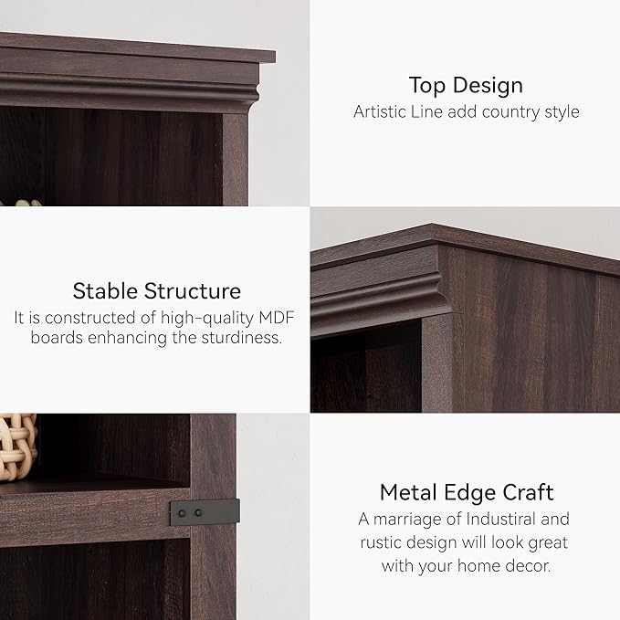 GarveeHome 5 Tier Farmhouse Bookcase, 67.4" Tall Book Shelf - Image 5