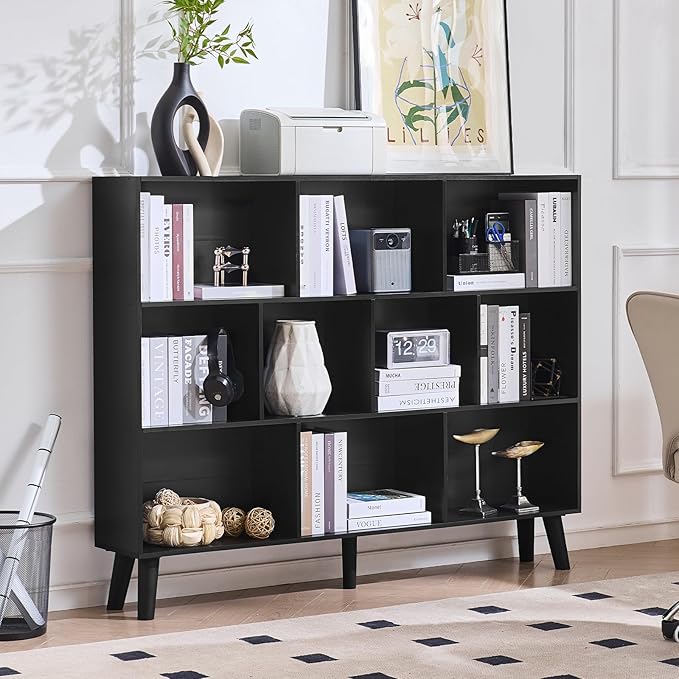 LEYAOYAO 10 Cube Bookshelf, 3 Tier Vintage 55" Wide Bookcase by LEYAOYAO-Findtheshiningpointofyourideallife%EF%BC%81
