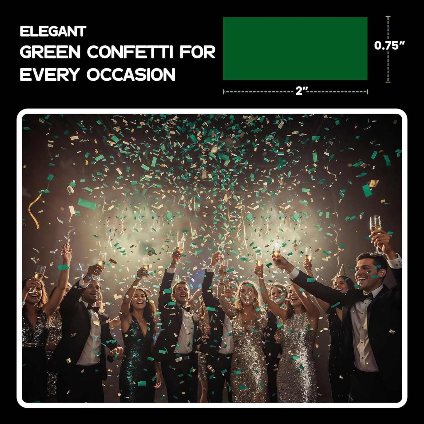 Ultimate Confetti, Dark Green Biodegradable Confetti - Rectangular Flame-Resistant Tissue Paper Confetti for Cannon and Launcher use – Best for Gender Reveal, Parties, and Concerts - 20 lb, 320 oz
