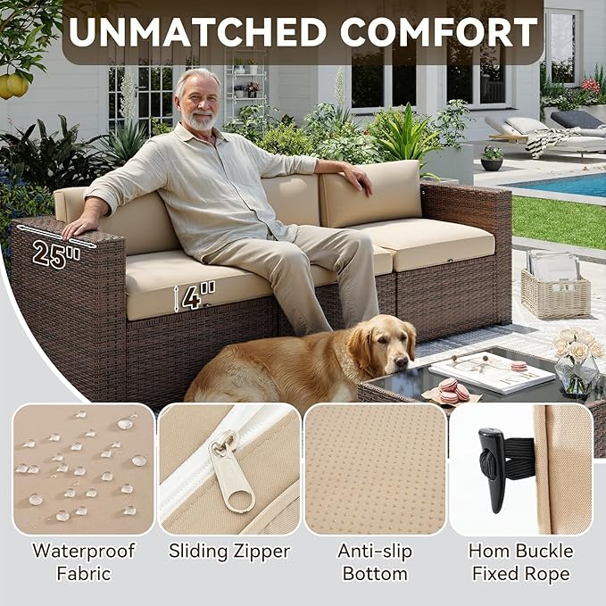 Aoxun Patio Furniture Sets, 15-Piece Outdoor Patio Furniture - Image 4