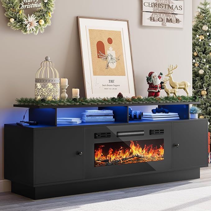 YITAHOME TV Stand with 36" Electric Fireplace, Modern Entertainment Center with by YITAHOME