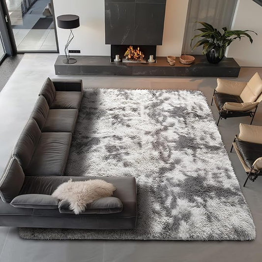 Ophanie Tie-Dyed Grey&White 8x10 Area Rugs by Ophanie