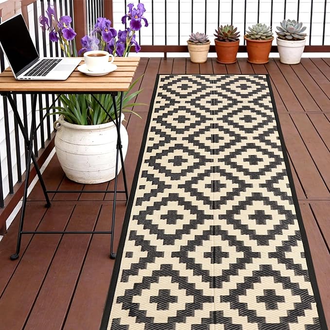 SAND MINE Reversible Mats, Plastic Straw Rug, Modern Area Rug, Large Floor Mat by SANDMIND