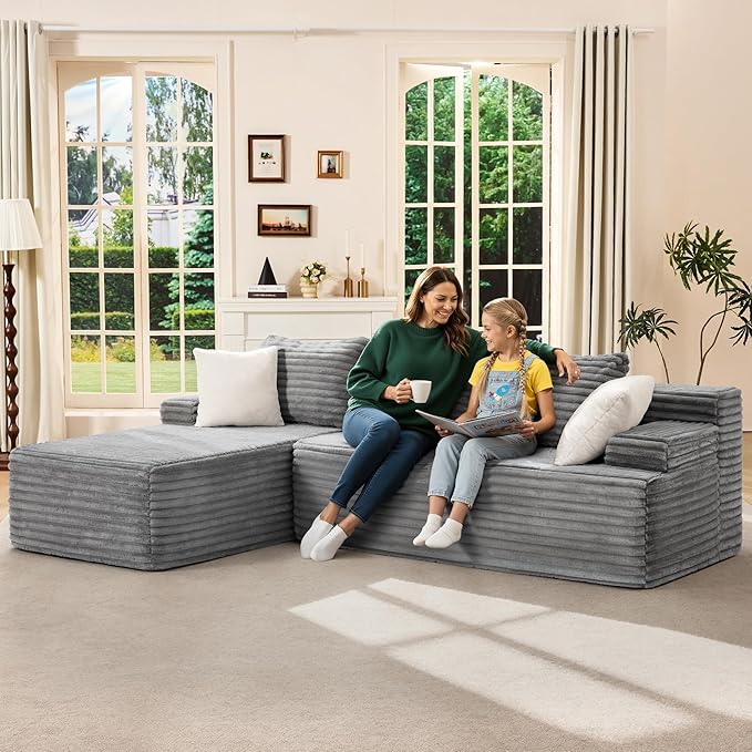 Hobestluk Modular Sectional Sofa Couches L-Shape Couch 3 Seat Modular Sofa - Image 3