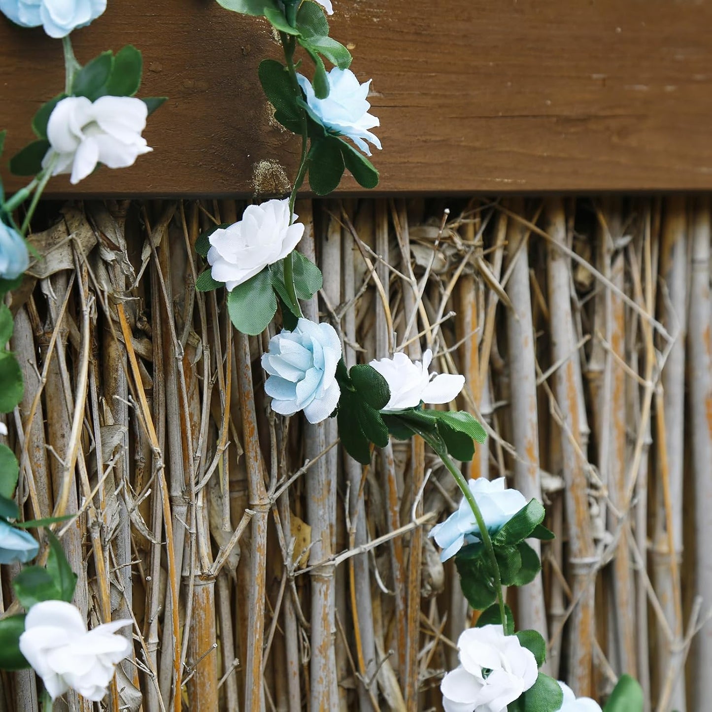 12 PCS 98.4 FT Artificial Flower Garland Rose Garland for Wedding Room Decor（12,Light Blue）