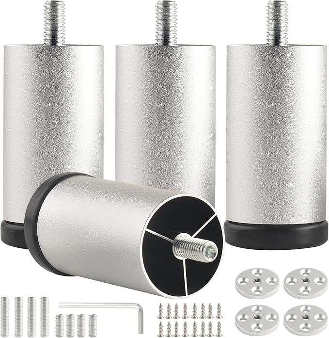 4 Pack Bed Support Legs 3 Inch Silver Furniture Cabinet Metal Legs Replacement by Unknown