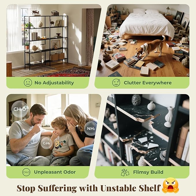 Huuger 5 Tier Bookshelf, L Shaped Corner Bookshelf - Image 5