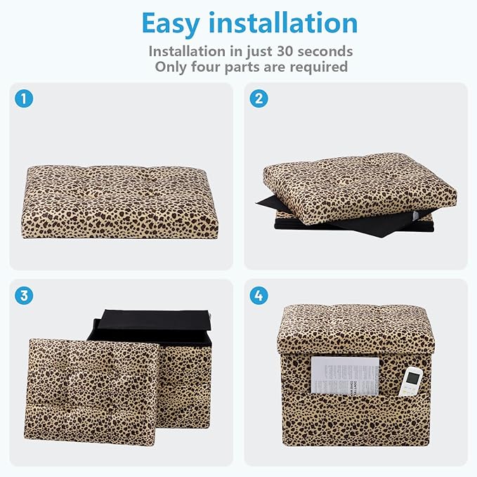 AmasSmile Storage Ottoman Folding Foot Rest Stool - Image 6