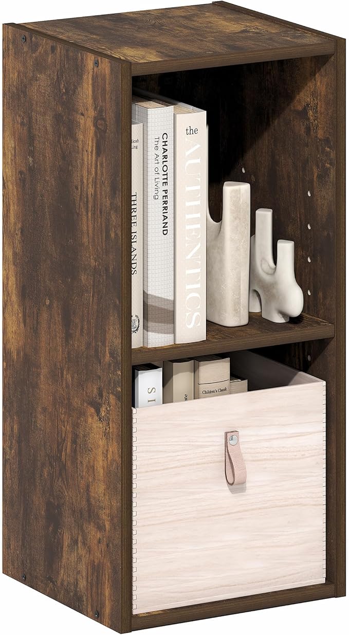 Furinno Fulda Book Shelf, 2-Tier Narrow Bookshelf, Bookcase - Image 4