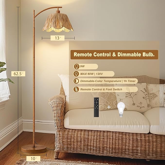 Oneach Boho Floor Lamp for Living Room - Image 4