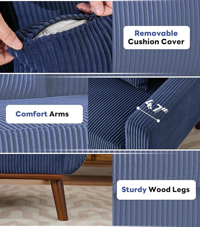 Kingfun 65" Corduroy Love Seat - Image 7