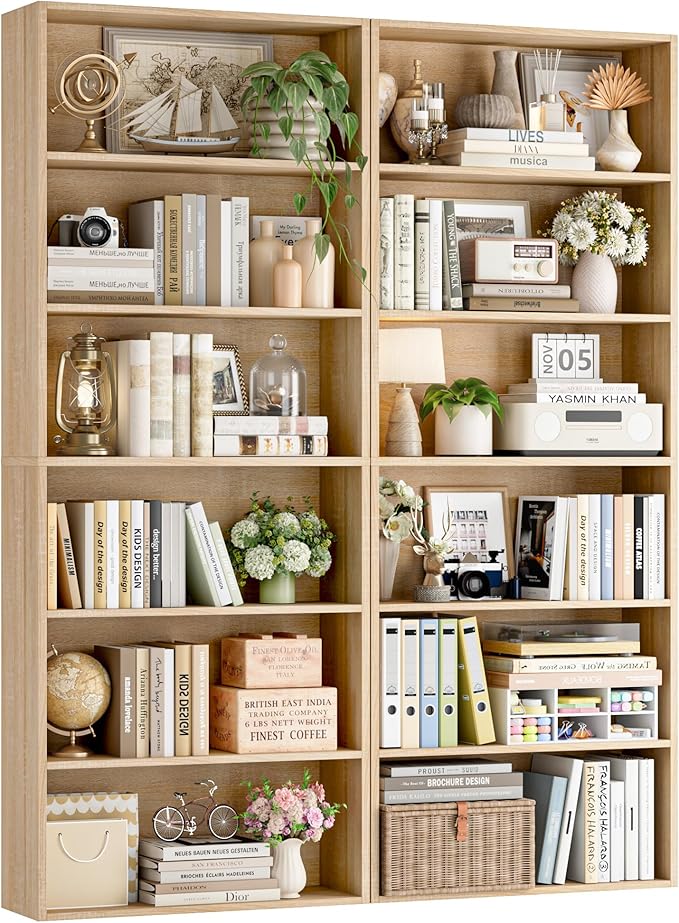 FOTOSOK 6-Tier Open Bookcase and Bookshelf Set of 2, Freestanding Display - Image 8