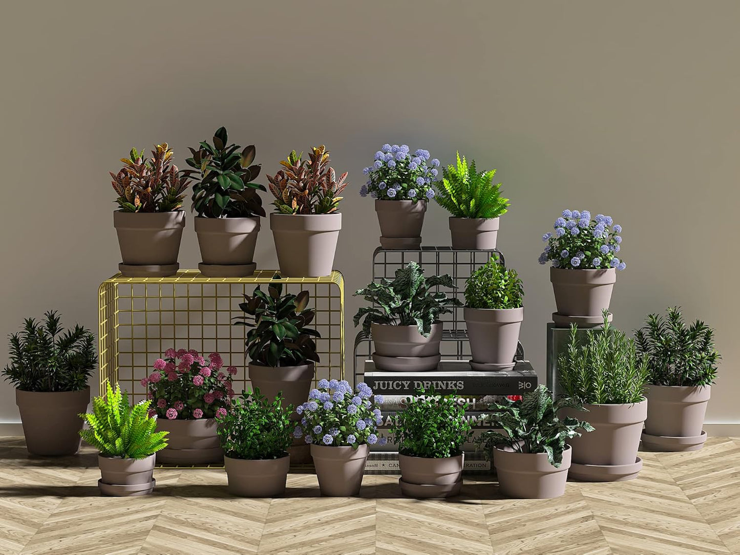 54 Pcs Small Mini Grey Clay Pots 2.1'' Terracotta Pot Clay Ceramic Pottery Planter Cactus Flower Pots Succulent Nursery Pots- Great for Window Boxes, Cactus, Plants, Crafts, Wedding Favors