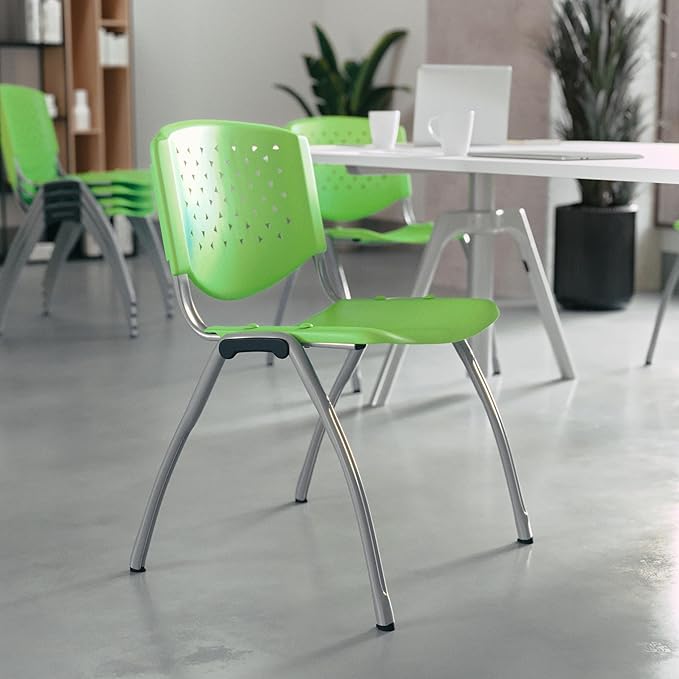 Flash Furniture HERCULES Series 880 lb. Capacity Green Plastic Stack Chair - Image 2
