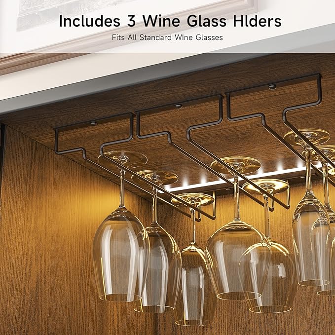 55 Inch Fluted Wine Bar Cabinet, Liquor Cabinet - Image 7