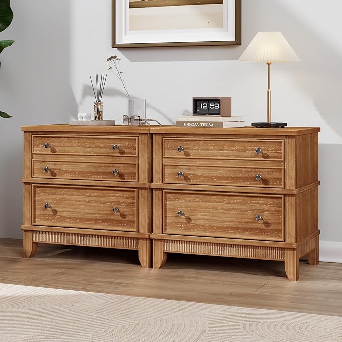 Merax 27.3 Inch Solid Wood Nightstand, Mid Century Modern Night Stand - Image 5