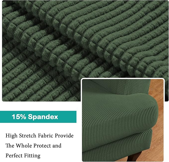Turquoize Wingback Chair Covers 2 Piece Wing Chair Slipcover Stretch Slipcovers - Image 4