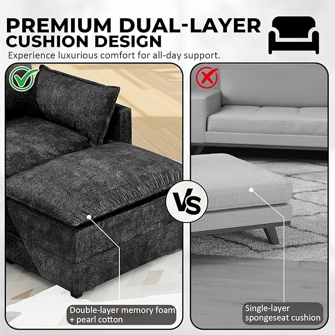 LEVELEVE 147" U-Shape Modular Sofa - Image 5