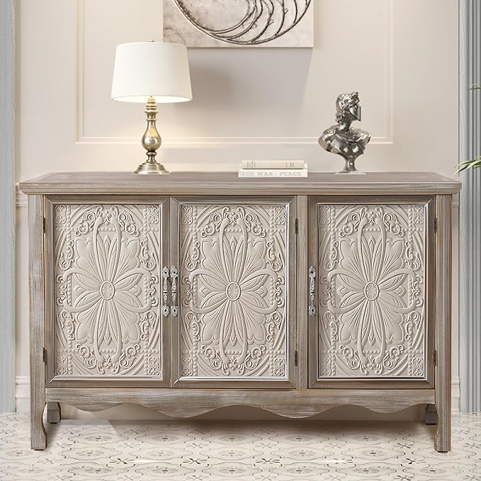 RoyalCraft Buffet Cabinet with Storage, Vintage Solid Wood Sideboard with 3 - Image 3