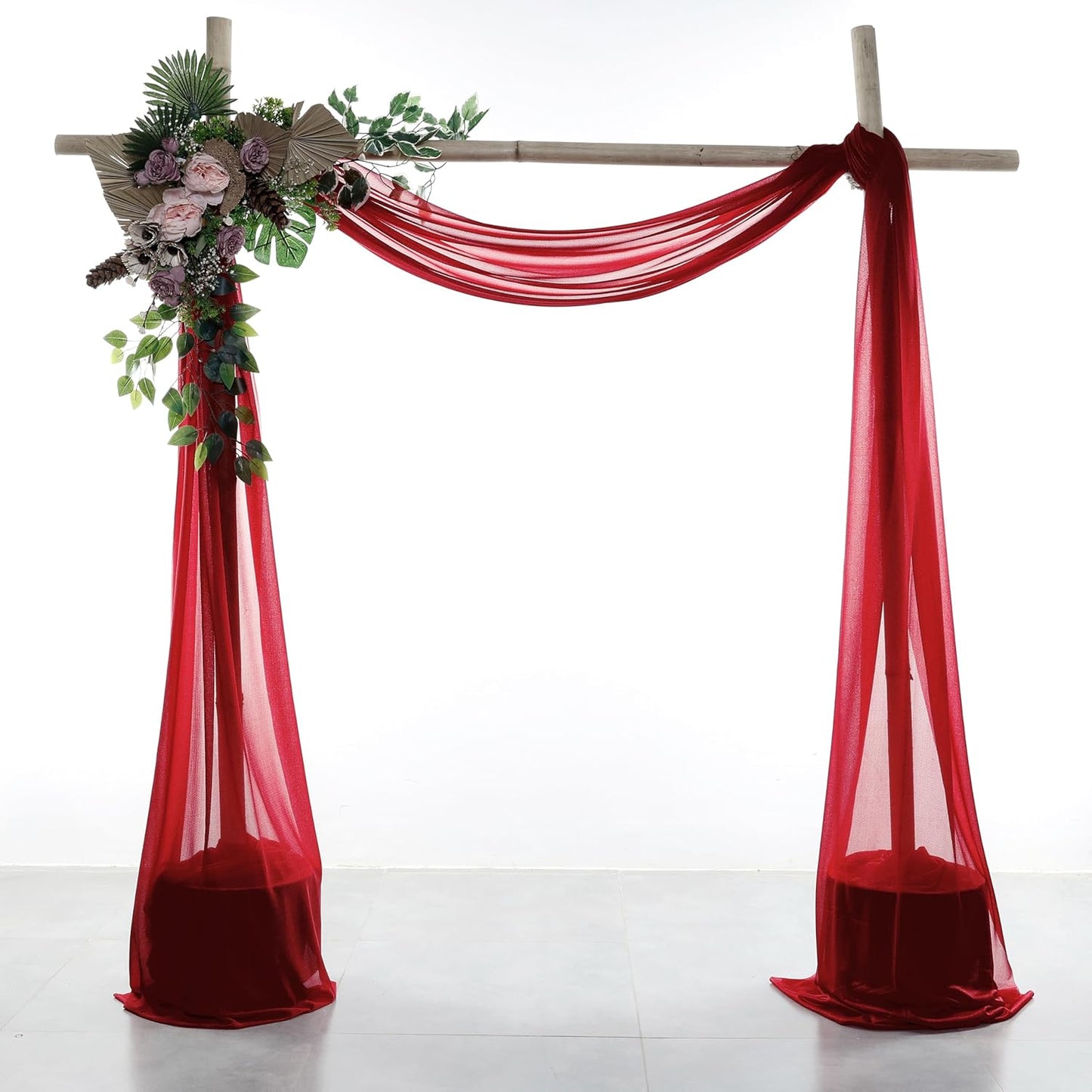 VDS Pack of 1 Panel (30 Inch X 30 Feet) Wedding Arch Draping Fabric Sheer Chiffon Fabric Drapery for Wedding Ceremony Reception Swag Backdrop Canopy Chuppah ARBO Altars Decoration (Apple Red)