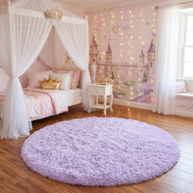 Amdrebio Light Purple Large Round Rugs 8Ft - Image 7
