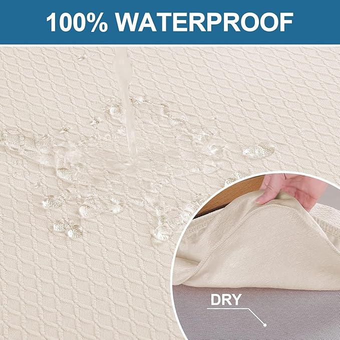 Smiry Waterproof Seat Covers for Dining Room Chairs Set of 8, Stretch Jacquard - Image 3