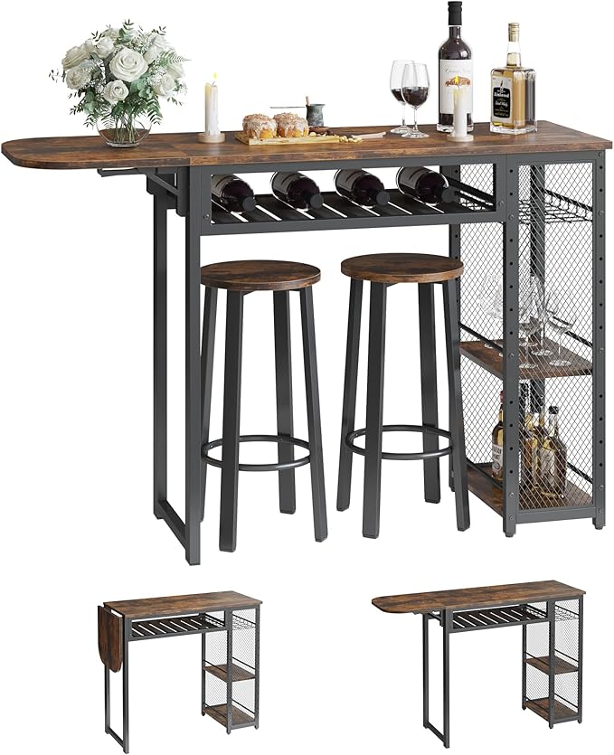 Bestier Bar Table and Chair Set, Expandable Dining Table - Image 8